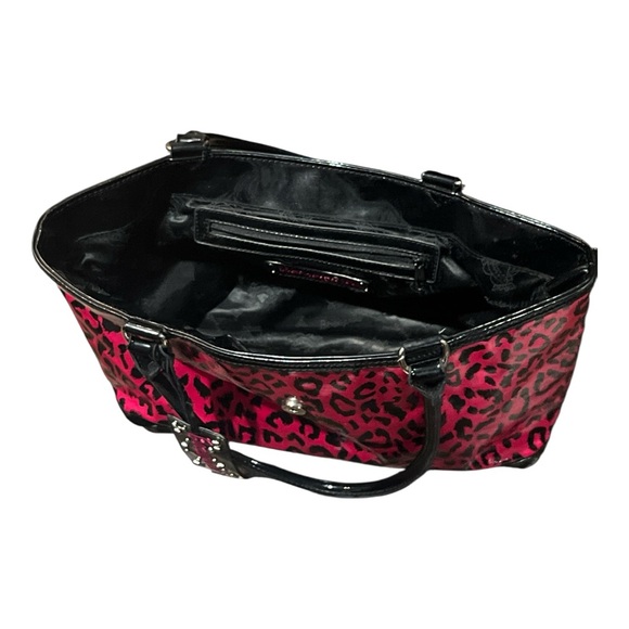 Betsey Johnson Vibrant Pink and Black Leopard Tote Bag - Picture 8 of 9